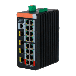 X-Security Switch administrável 16 Portas PoE RJ45 Gigabit + 4 Portas Gigabit SFP - XS-SWI2016HIPOE-MGF-240-DIN