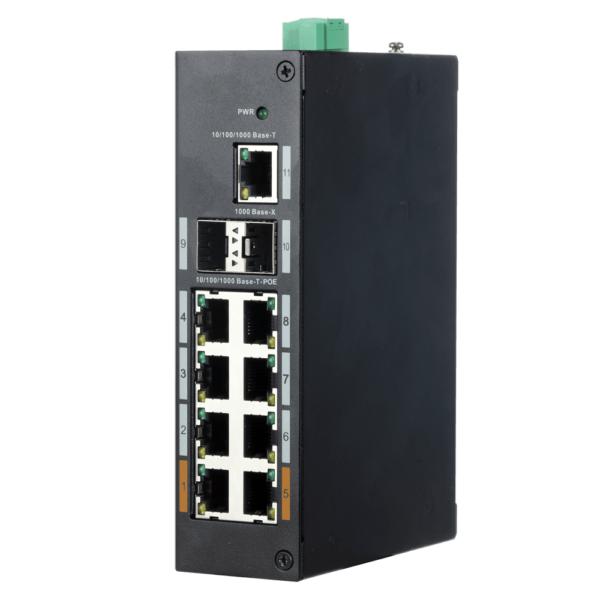 X-Security Switch 8 RJ45 10/100/1000 Portas Mbps + 2 Porta Gigabit SFP + 1 Porta Gigabit RJ45 Uplink - XS-SWI1108HIPOE-G120DIN