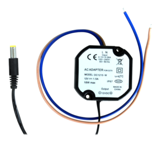 Alimentador eletrónico miniatura. Saída 12 V / 1500 mA. - DC1215-W