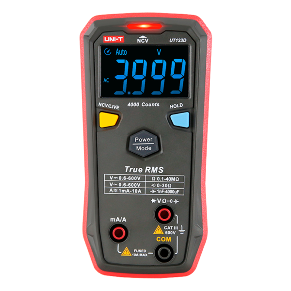 UNI-T Multímetro digital CAT III 600V com identificação automática - UT123D