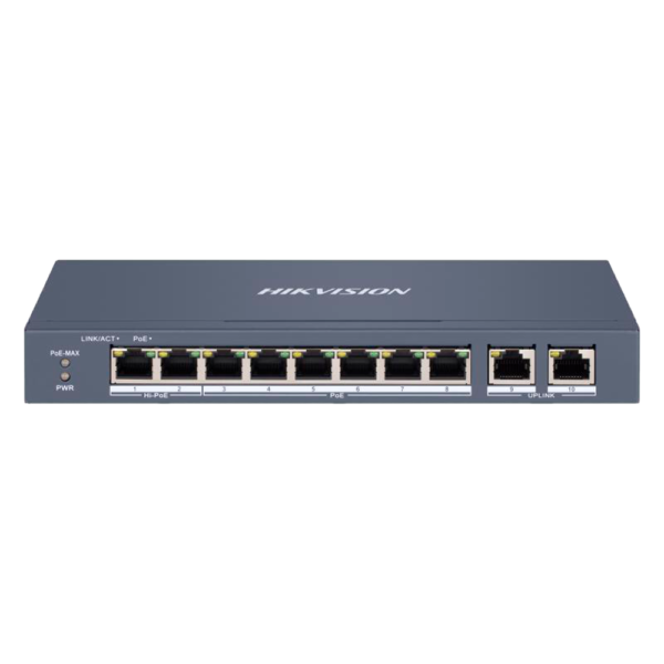 Hikvision Switch de secretária HiPoE gerível 8 portas PoE - DS-3E1310HP-EI