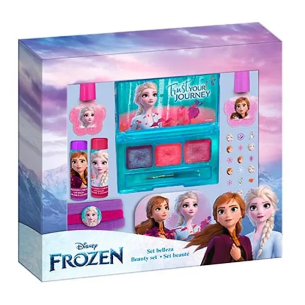 Kit de maquiagem para as crianças da casa, decorado com os personagens de Anna e Elsa de Frozen. - Image 2