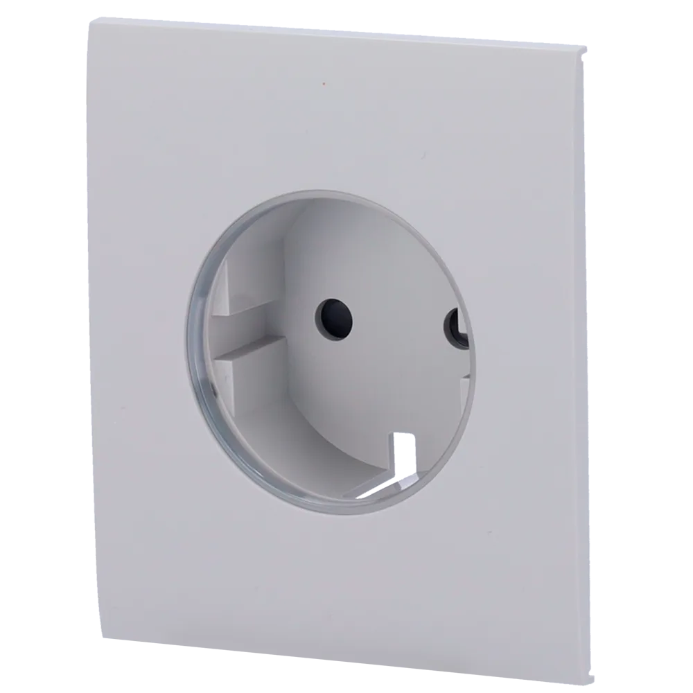 Cobertura central para ficha inteligente e tipo F - Compatível com AJ-OUTLETCORE-SMART - Indicador LED do estado da tomada e do consumo de energia - Botão tátil para controlo manual - Feedback LED - Cor de nevoeiro