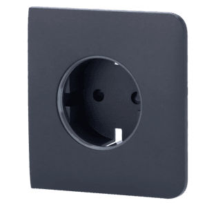 Cobertura lateral para ficha inteligente tipo F - Compatível com AJ-OUTLETCORE-SMART - Indicador LED do estado da tomada e do consumo de energia - Botão tátil para controlo manual - Feedback LED - Cor de grafite