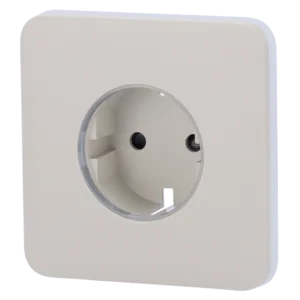 Proteção frontal para ficha inteligente tipo F - Compatível com AJ-OUTLETCORE-SMART - Indicador LED do estado da tomada e do consumo de energia - Botão tátil para controlo manual - Feedback LED - Cor ostra