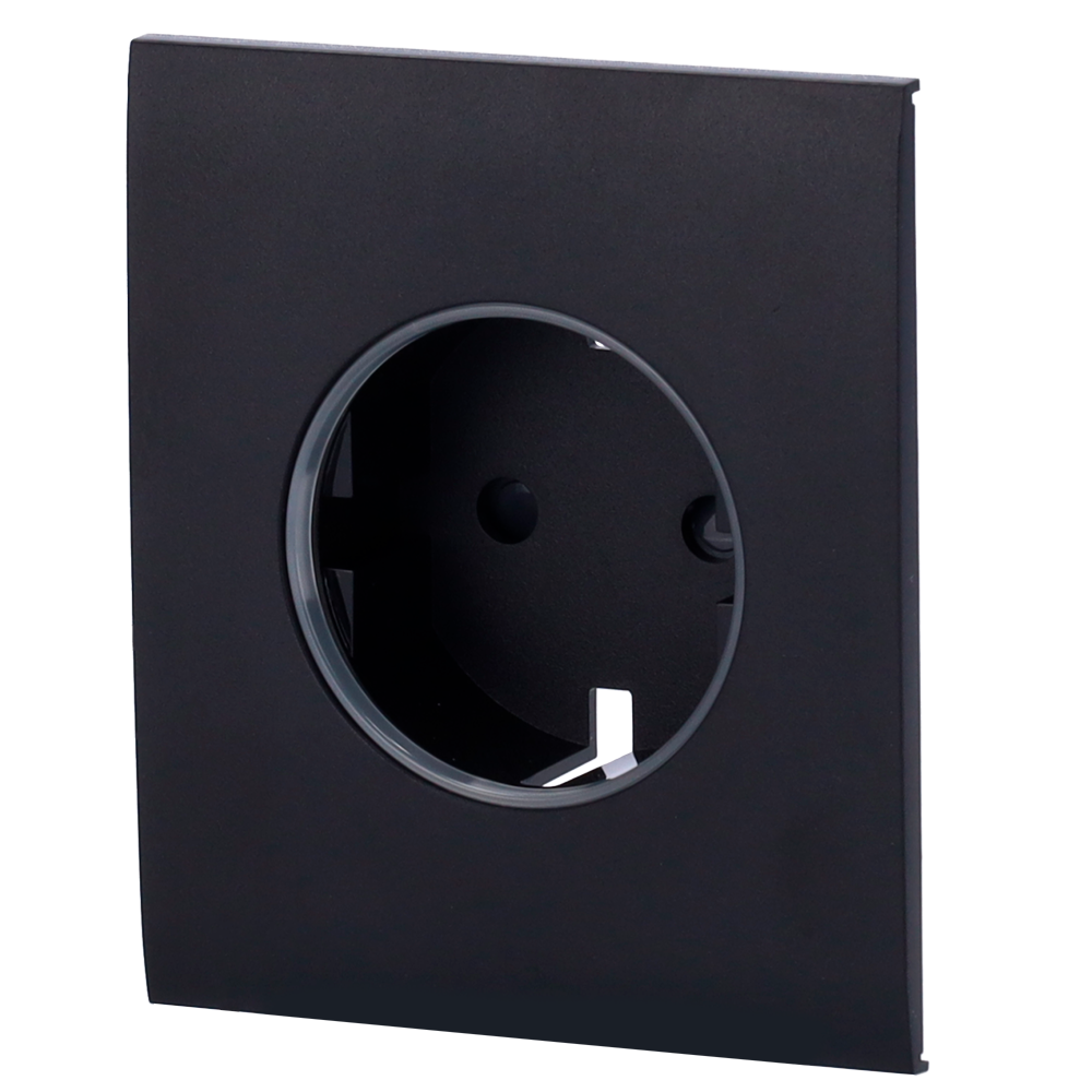 Cobertura central para ficha inteligente e tipo F - Compatível com AJ-OUTLETCORE-SMART - Indicador LED do estado da tomada e do consumo de energia - Botão tátil para controlo manual - Feedback LED - Cor preto