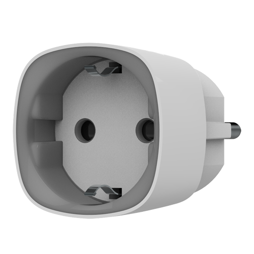 Tomada inteligente com controlo remoto - Sem fios 868 MHz Jeweller - Antena interna alcance 1000 m - 230 VAC 50 Hz / Até 2.5 kW (11 A) - Medidor de consumo - Cor branco