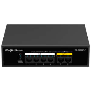 1 x Switch PoE Metálico RG-ES106F-P - RG-ES106F-P