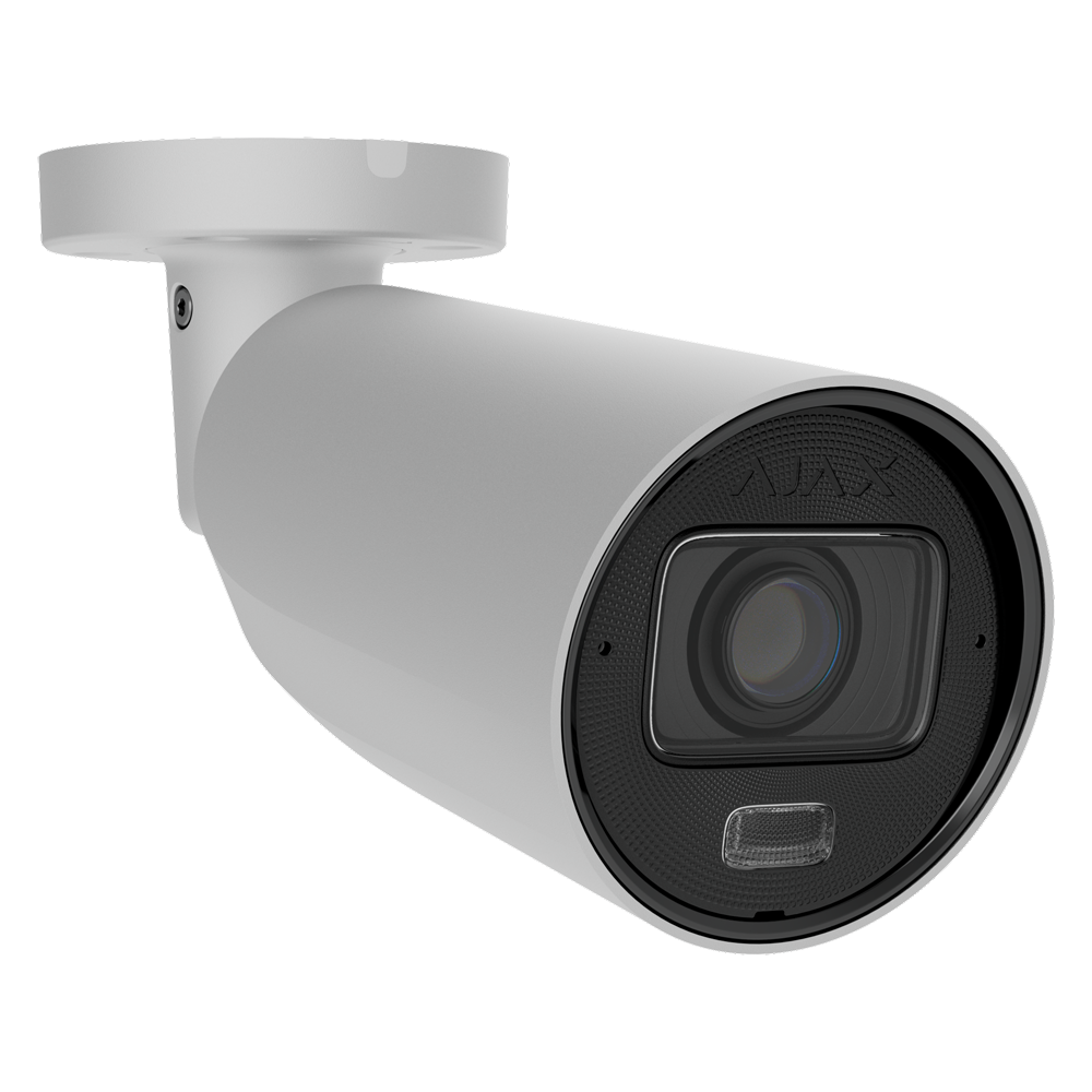 Câmara IP Bullet 8 Mpx Ajax - 1/2.8" Progressive Scan CMOS - Lente varifocal motorizada 2.8~12 mm - IV 60 m | Luz branca 40 m |  MicroSD até 256GB - 120 dB TrueWDR | Deteção de movimento | IA - Grau de proteção IP67