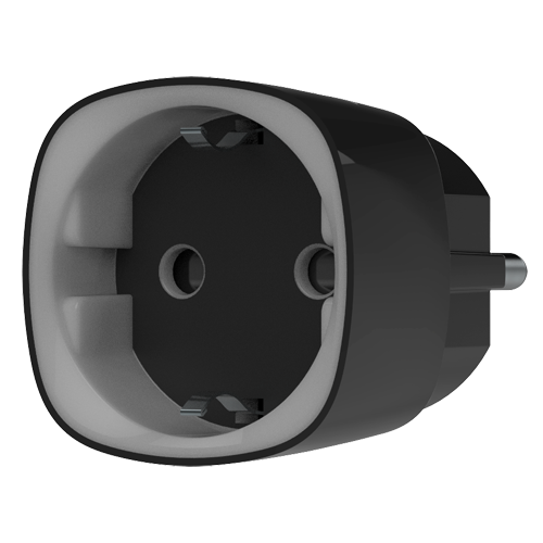 Tomada inteligente com controlo remoto - Sem fios 868 MHz Jeweller - Antena interna alcance 1000 m - 230 VAC 50 Hz / Até 2.5 kW (11 A) - Medidor de consumo - Cor preto
