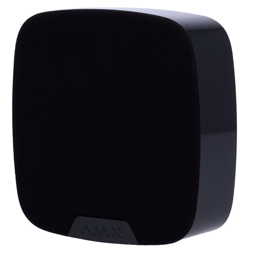Módulo de voz sem fios - Sem fios 868 MHz Jeweller - Pressão sonora máxima 103 dB - Alimentação 4 pilhas CR123A 3.0 V - Otimização de voz com IA - Suporte com parafuso de fixação
