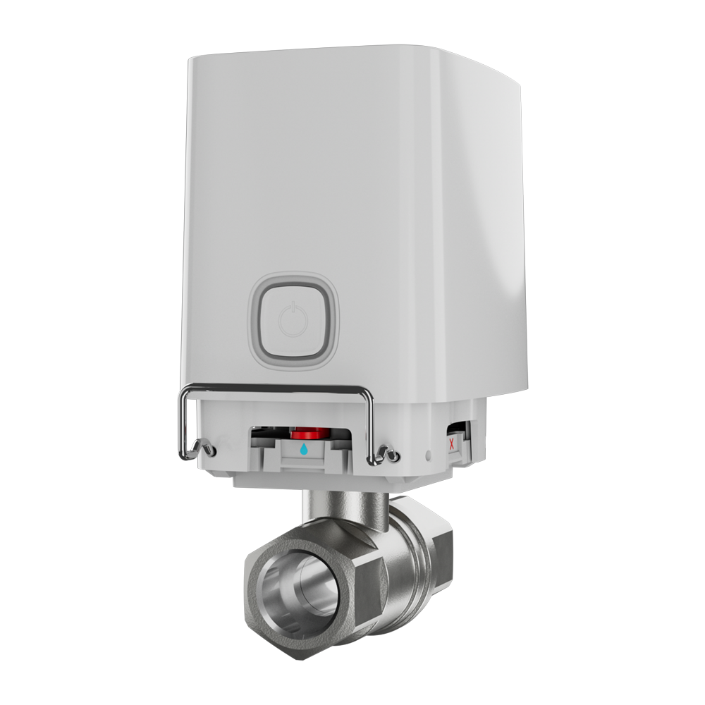 Válvula solenoide de fecho da água - Válvula Bonomi de 3/4" (DN 20)) - Compatível com tubagens de água quente e fria - Fecho da válvula em menos de 5 segundos - Suporta cenários de automatização - Fonte de alimentação 4 baterias CR123A ou a 7